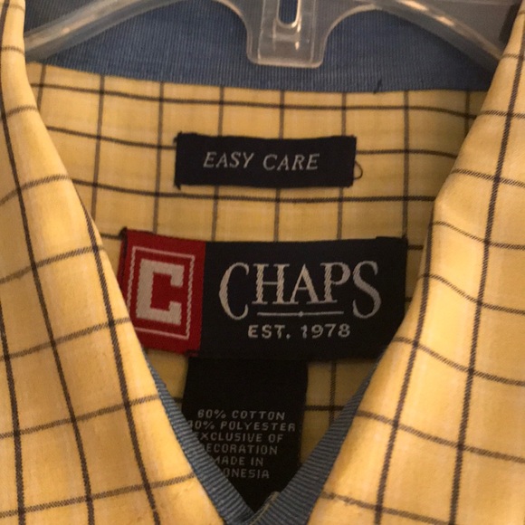 Chaps Yellow/Navy Plaid S/S Men’s Dress Shirt - Picture 4 of 4